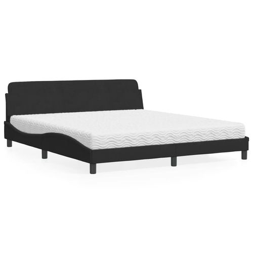 Bett Mit Matratze Samt | Farbe: Schwarz | Größe: 180 x 200 cm