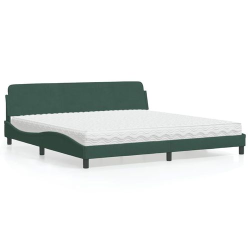 Bett Mit Matratze Samt | Farbe: Dunkelgrün | Größe: 200 x 200 cm