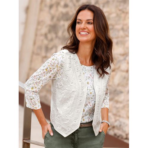 Jeansweste INSPIRATIONEN, Damen, Gr. 46, beige (ecru), 100% Baumwolle, unifarben, Westen