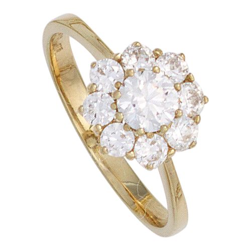 Goldring JOBO Gr. 56, gelb (gelbgold 375), Fingerringe, Damen, 56, Gelbgold 375, 375 Gold mit Zirkonia