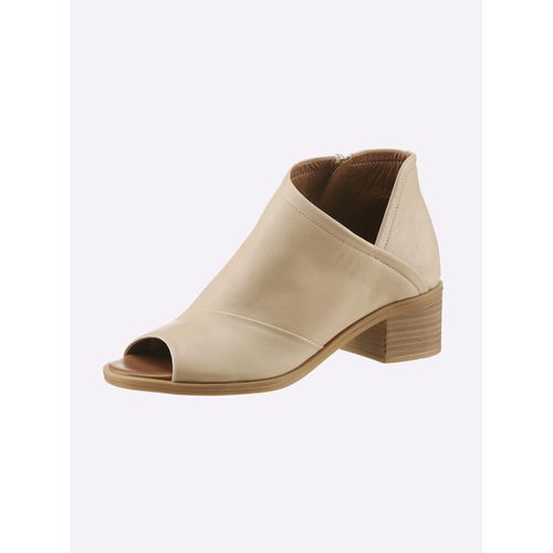 Sandalette, Damen, Gr. 40, beige (creme), Leder, Glattleder, modisch, Schuhe Sommerboots Schaftsandale Ankleboots
