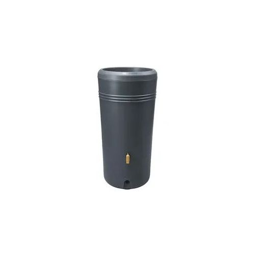 4rain AZURA 2in1 Regentonne 120 L, graphite grey mit Pflanzschale & Unterstand, Regentank für Garten