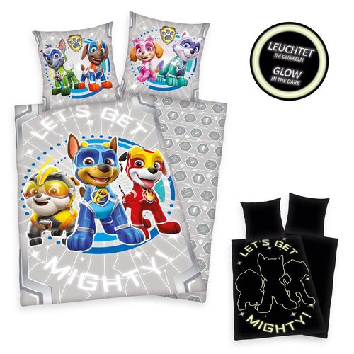 Paw Patrol Glow in the dark Bettwäsche Größe 80x80 + 135x200 cm