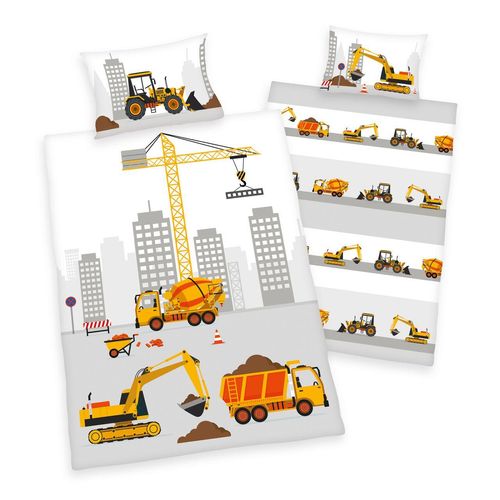 Baustelle Bettwäsche Größe 40x60 + 100x135 cm
