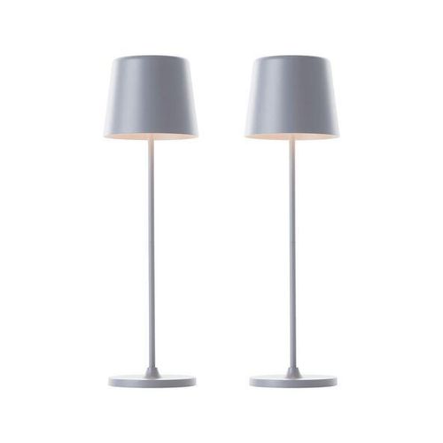 LED-Akku-Tischleuchte Kaami 2er-Set grau matt