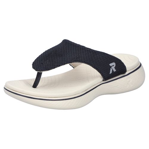 Zehentrenner RIEKER SPORT, Damen, Gr. 40, blau (nachtblau), Textil, unifarben, casual, Schuhe, Sommerschuh, Strandschuh, Badeschuh, Urlaubschuh mit weichem Zehensteg