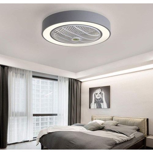 Deckenventilator mit Beleuchtung Deckenleuchte Lüfterlicht Kronleuchter 3-farbige Beleuchtungsmodi Mit Fernbedienung Leises Stufenloses Dimmlüfterlicht für Schlafzimmer Wohnzimmer Esszimmer (grau)