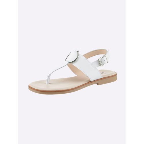 Zehentrenner HEINE, Damen, Gr. 39, weiß, Leder, Rindsleder, Leder, modisch, Schuhe