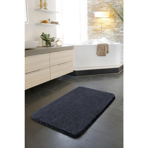 Badematte GRUND Gr. 7, grau (dunkelgrau), rechteckig (80cm x 140cm),, Badematten