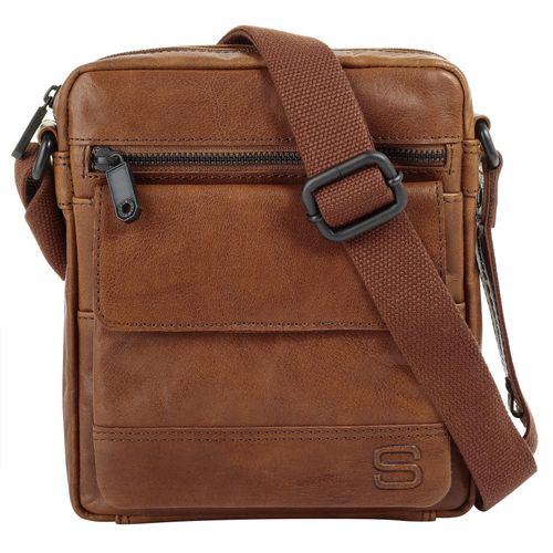 Umhängetasche SPIKES & SPARROW, Damen, Gr. B/H/T: 18cm x 21cm x 5cm onesize, braun (cognac), Leder, unifarben, leicht glänzend, Taschen, echt Leder