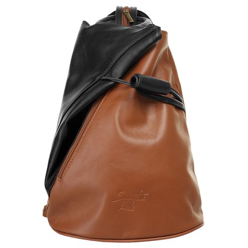 Cityrucksack SAMANTHA LOOK, Gr. B/H/T: 34cm x 25cm x 13cm, onesize, braun (camel), Rindsleder, Leder, unifarben, modisch, Rucksäcke, echt Leder, Made in Italy