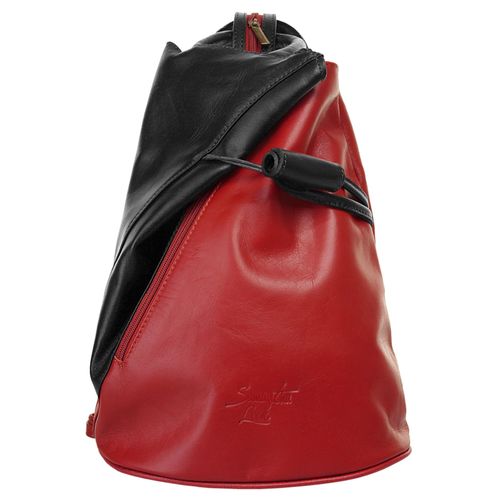 Cityrucksack SAMANTHA LOOK, Gr. B/H/T: 34cm x 25cm x 13cm, onesize, rot (bordeaux), Rindsleder, Leder, unifarben, modisch, Rucksäcke, echt Leder, Made in Italy