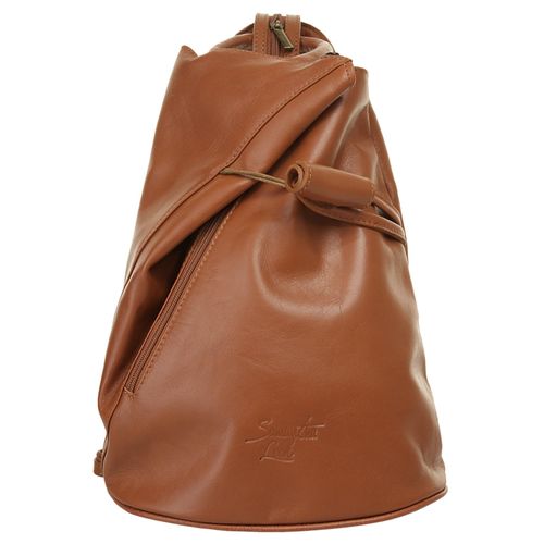 Cityrucksack SAMANTHA LOOK, Gr. B/H/T: 34cm x 25cm x 13cm, onesize, braun (cognac), Rindsleder, Leder, unifarben, modisch, Rucksäcke, echt Leder, Made in Italy