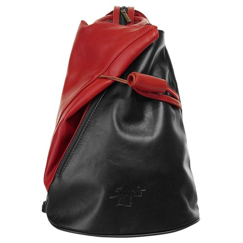 Cityrucksack SAMANTHA LOOK, Gr. B/H/T: 34cm x 25cm x 13cm, onesize, rot, Rindsleder, Leder, unifarben, modisch, Rucksäcke, echt Leder, Made in Italy