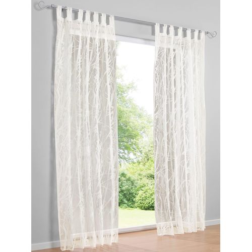 Gardine HEINE HOME Gr. 4, weiß, 245cm, Schlaufenaufhängung, Schlaufen, 140cm, Polyester, Viskose, Gardinen