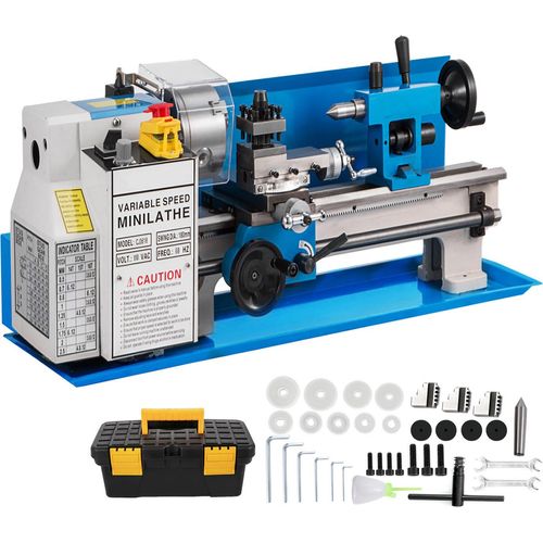 SucceBuy 7x14 Zoll Metall Drehmaschine 50-2500 RPM 550W Mini Tischdrehbank 0.75HP Variable Spindel Geschwindigkeit Fräsmaschine für Präzisionsteile Nylon Getriebe