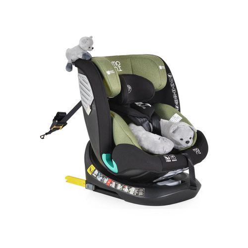 Moni Kindersitz Serengeti i-Size (40-150cm) Isofix, Kuscheltier, Nackenkissen grün
