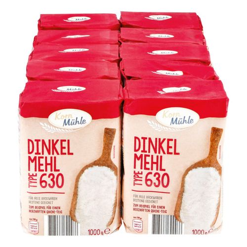 Kornmühle Dinkelmehl T630 1 kg, 10er Pack