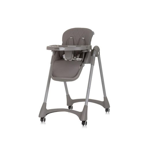 Chipolino Kinderhochstuhl Candy Shop, 4 Räder, verstellbar, Fußstütze, faltbar grau