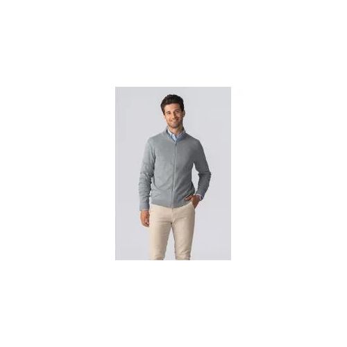 Pullover Zip Strickjacke - graue Melange - Mann - 3xl - TeeShoppen