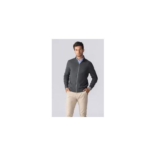 Pullover Zip Strickjacke - Holzkohle Melange - Mann - L - TeeShoppen