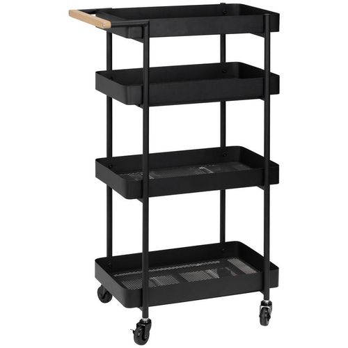 PBJ Servierwagen , Schwarz , Holz , Esche , massiv , Rollen , 51.5x85.5x29 cm , einfacher Aufbau , Esszimmer, Barmöbel, Barwagen
