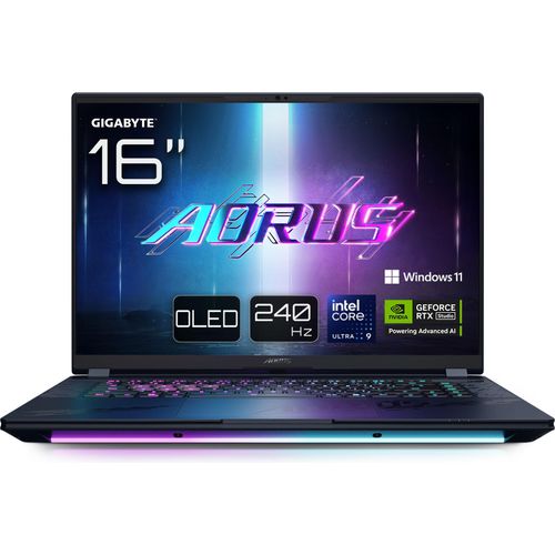 GIGABYTE Gaming-Notebook "GIGABYTE AORUS MASTER 16 BYHC5DEE65SP(P)", schwarz tide, 32 GB RAM 1000 GB SSD, Core Ultra 9, Windows 11, Notebooks