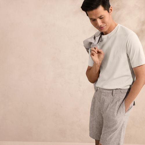 Leinenmix-Shorts, Herren,  Braun, Leinen/Baumwoll-Mischung, by Lands' End