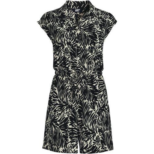 Kurzer Jumpsuit Knitterfrei, Damen,  Schwarz, Polyester, by Lands' End