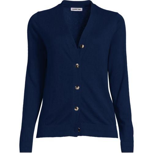 Cardigan aus Baumwolle/Seidenmix, Damen,  Blau, Baumwolle/Seide/Nylon, by Lands' End