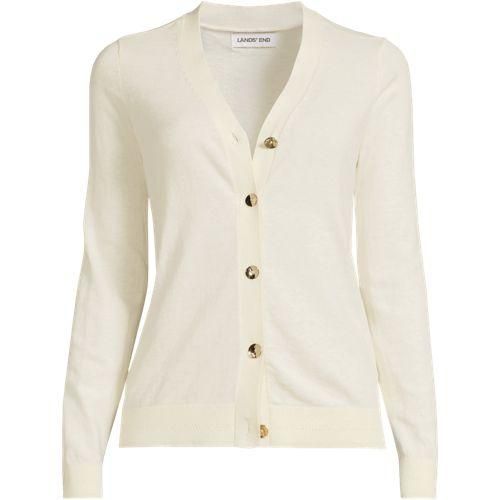 Cardigan aus Baumwolle/Seidenmix, Damen,  Weiß, Baumwolle/Seide/Nylon, by Lands' End