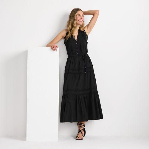 Maxikleid aus Baumwoll-Voile, Damen,  Schwarz, Viskose-Mischung/Baumwolle Modal, by Lands' End
