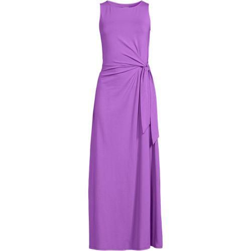 Maxikleid aus Baumwolle/Modal mit Bindeband, Damen,  Pink, Elasthan/Baumwoll-Mischung/Synthetic-blend, by Lands' End