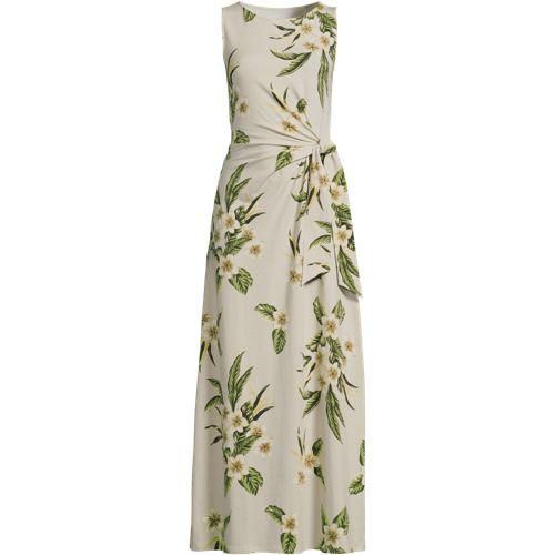 Maxikleid aus Baumwolle/Modal mit Bindeband, Damen,  Beige, Elasthan/Baumwoll-Mischung/Synthetic-blend, by Lands' End