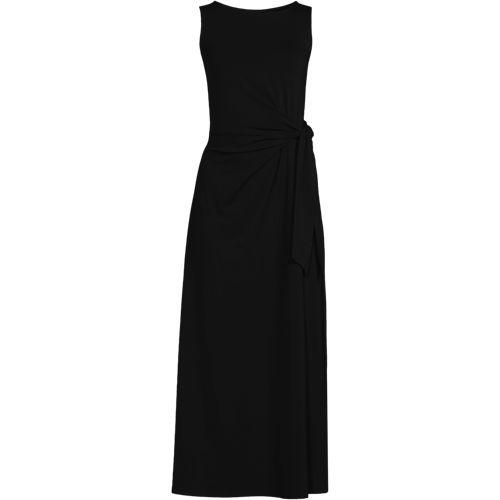 Maxikleid aus Baumwolle/Modal mit Bindeband, Damen,  Schwarz, Elasthan/Baumwoll-Mischung/Synthetic-blend, by Lands' End
