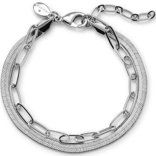 Wasserfestes Doppelkettenarmband, Damen,  Grau, by Lands' End