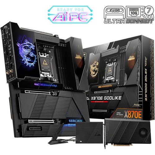 MSI MEG X870E GODLIKE - Motherboard - E-ATX - Socket AM5 - AMD X870E Chipsatz - USB-C 3.2 Gen 2x2, USB 3.2 Gen 2, USB 3.2 Gen 1, USB4 - Bluetooth, Wi-Fi 7, 5 Gigabit Ethernet, 10 Gigabit LAN - Onboard-Grafik (CPU erforderlich)
