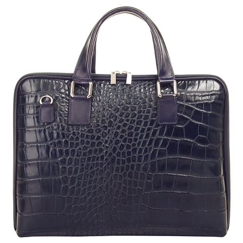 Aktentasche SAMANTHA LOOK, Damen, Gr. B/H/T: 37cm x 31cm x 6cm onesize, blau, Leder, glänzend, Taschen, echt Leder, Made in Italy