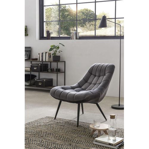 Relaxsessel SALESFEVER, grau (grau, schwarz), B:76cm H:85cm T:85,6cm, Sessel, mit XXL-Steppung, mit schwarzen oder naturfarbenen Beinen