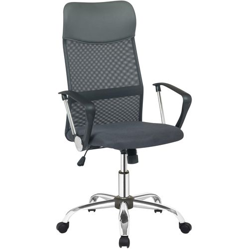 Drehstuhl SALESFEVER, grau (grau, chromfarben, chromfarben), B:62cm H:111cm T:60cm, Polyurethan, Polyester, Stühle, Bürodrehstuhl