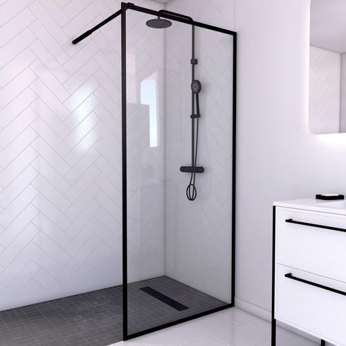 Walk-in-Dusche MARWELL, schwarz, B:90cm H:200cm, Duschwände