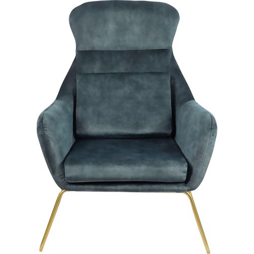 Relaxsessel SALESFEVER, blau (blau, messing), B:73cm H:102cm T:80cm, Samtvelours (100% Polyester), Metall, Sessel, inklusive Rückenkissen