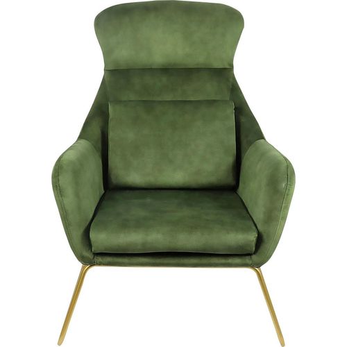 Relaxsessel SALESFEVER, grün (grün, messing), B:73cm H:102cm T:80cm, Samtvelours (100% Polyester), Metall, Sessel, inklusive Rückenkissen
