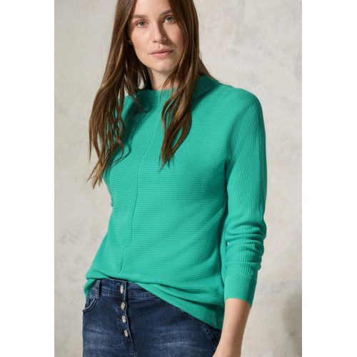 Rollkragenpullover CECIL, Damen, Gr. XS (36), grün (aventurine grün), Strick, Obermaterial: 100% Baumwolle, Strukturmuster, casual, regular fit taillenbedeckt, ohne Ausschnitt, Langarm Rippbündchen, Pullover, mit Rollkragen