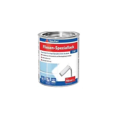 Baufan Fliesen-Speziallack 3 in 1, Grundierung 750 ml, seidenmatt weiß, Deckanstrich & Versiegelung
