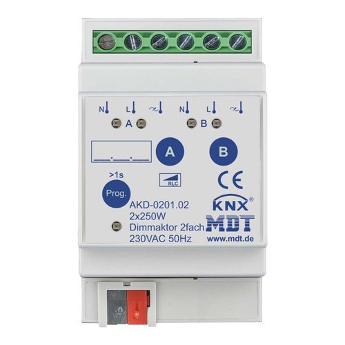 MDT technologies Dimmaktor 2-fach 3TE REG 250W, 230VAC AKD-0201.02)