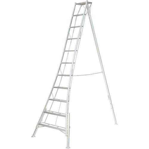 Vielzweckleiter NIWAKI, silber (silberfarben), B:128cm H:330cm L:248cm, Aluminium, Leitern, Gartenleiter, gleicht Unebenheiten im Gelände aus