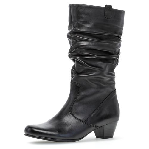 Stiefel GABOR, Damen, Gr. 37, Normalschaft, schwarz, Kalbsleder, unifarben, klassisch, Schuhe, mit Raffungen am slouchy Schaft