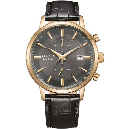 Chronograph CITIZEN, schwarz (schwarz, anthrazit), Armbanduhren, Herren, Armbanduhr, Herrenuhr, Solar, Stoppfunktion, Lederarmband