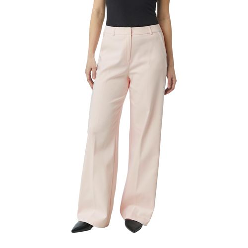 Anzughose COMMA, Damen, Gr. 42, N-Gr, rosa (powder rose), Web, Obermaterial: 51% Baumwolle, 46% Polyester, 3% Elasthan, unifarben, casual, loose fit knöchellang, Hosen, mit Bügelfalte